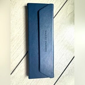 Warby Parker navy glasses case - folds flat for easy storage. Not used, in box.